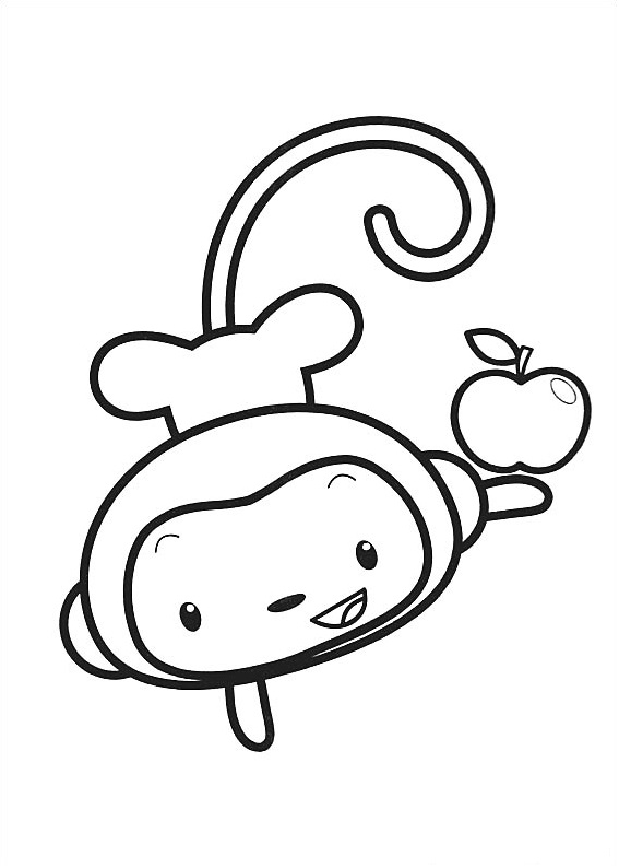 Dibujo de Hoho con Manzana para Colorear