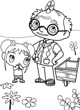 Dibujo de Y Eye y Kai Lan para Colorear