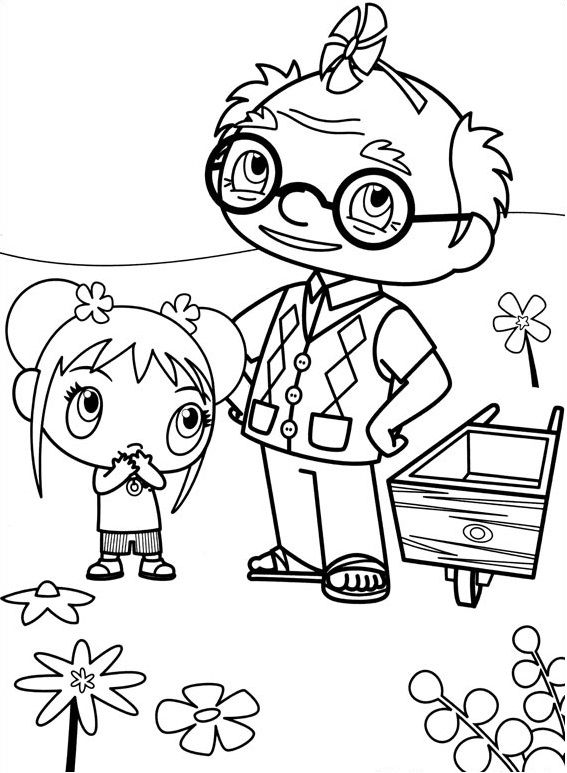 Dibujo de Y Eye y Kai Lan para Colorear