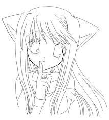 Dibujo de Cara Anime Lobo Chica para Colorear