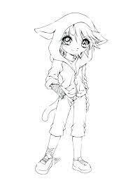 Dibujo de Chica Lobo Anime para Colorear