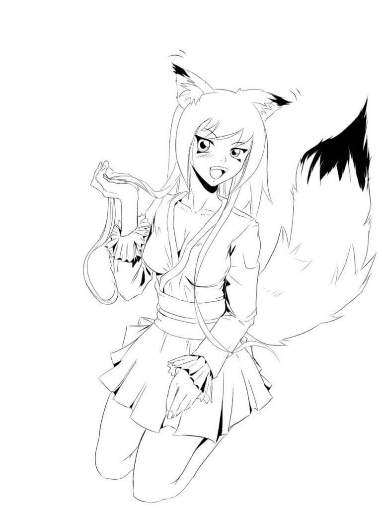 Dibujo de Chica Lobo Gracioso para Colorear