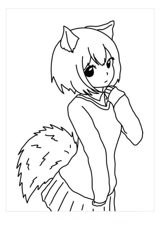 Dibujo de Linda Chica Lobo para Colorear