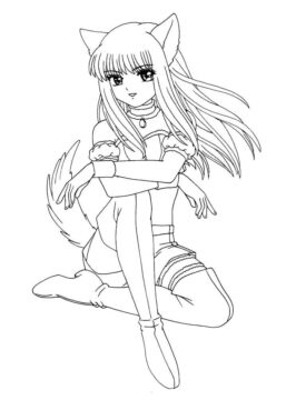 Dibujo de Preciosa Chica Lobo para Colorear