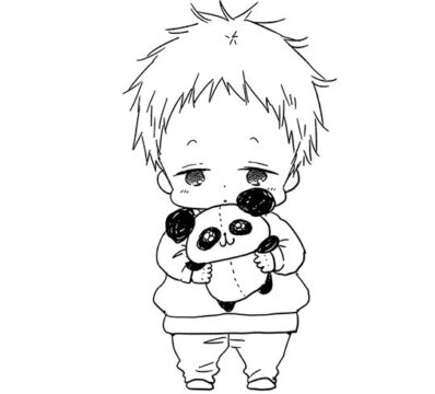 Dibujo de Kotaro con Panda Teddy para Colorear