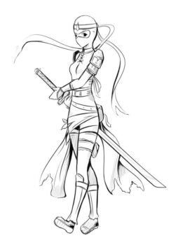 Dibujo de Mujer Ninja para Colorear