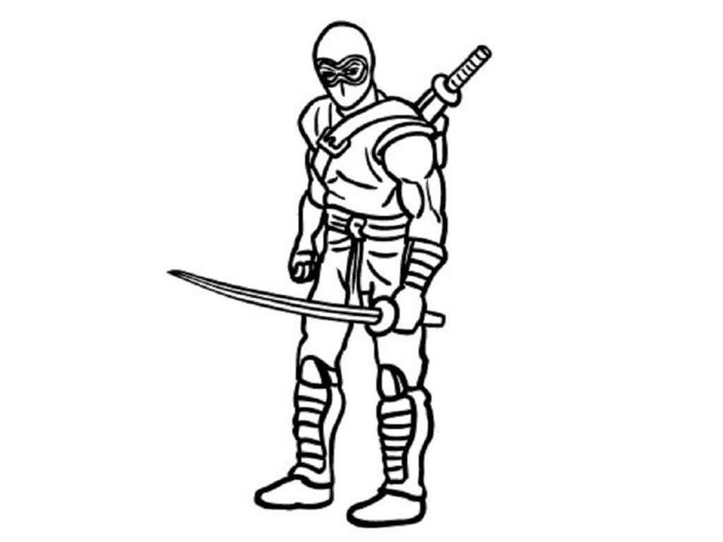 Dibujo de Ninja con Espada para Colorear