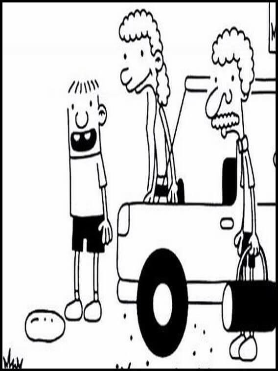 Dibujo de Rowley Jefferson Ir de Picnic en Coche para Colorear