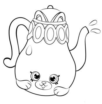 Dibujo de Tetera de Dibujos Animados Lindo para Colorear