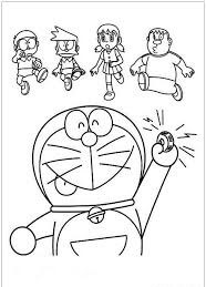 Dibujo de Doraemon Llamando a Nobita y al Equipo para Colorear