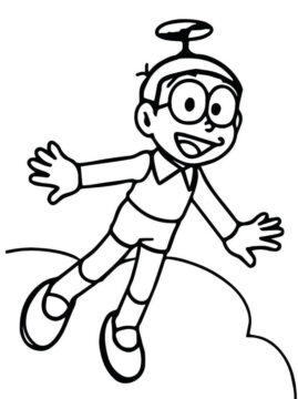Dibujo de Nobita Volando para Colorear