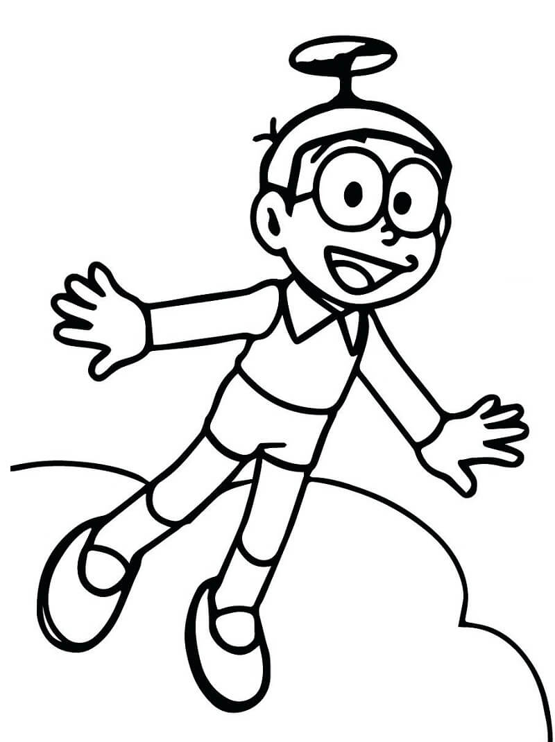 Dibujo de Nobita Volando para Colorear