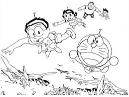 Dibujo de Nobita y Equipo Volando para Colorear