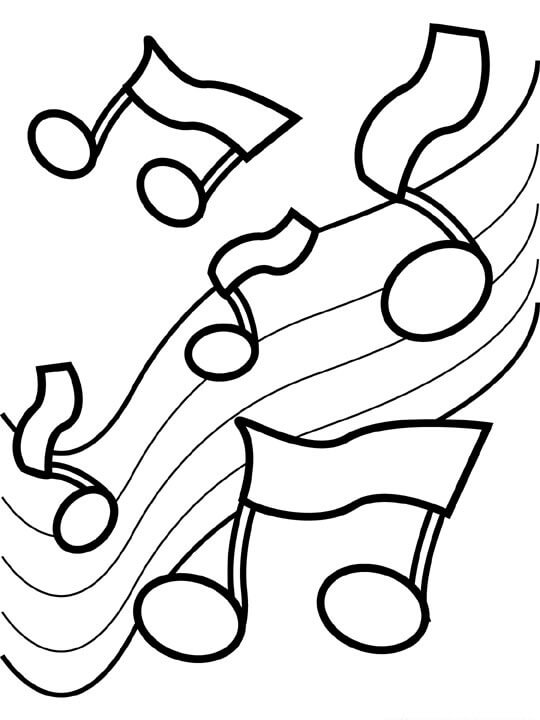 Dibujo de Diseño de Notas Musicales para Colorear