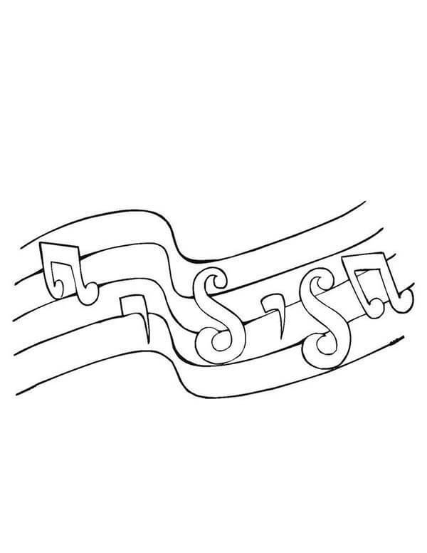 Dibujo de Me Encantan las películas Musicales en Notas Musicales para Colorear