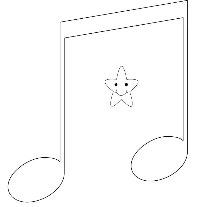 Dibujo de Música y pequeña Estrella para Colorear