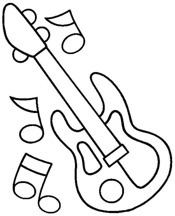 Dibujo de Notas de Guitarra en Notas Musicales para Colorear