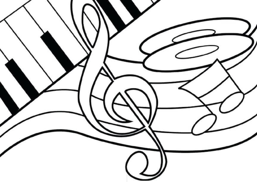 Dibujo de Notas de Piano en Notas Musicales para Colorear