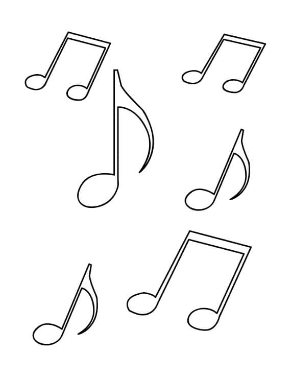 Dibujo de Notas Musicales básicas para Colorear