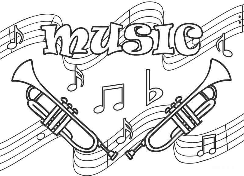 Dibujo de Notas Musicales Dulces para Colorear
