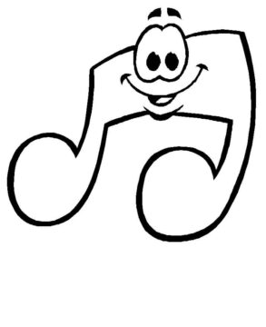 Dibujo de Octavas Notas Sonriendo para Colorear