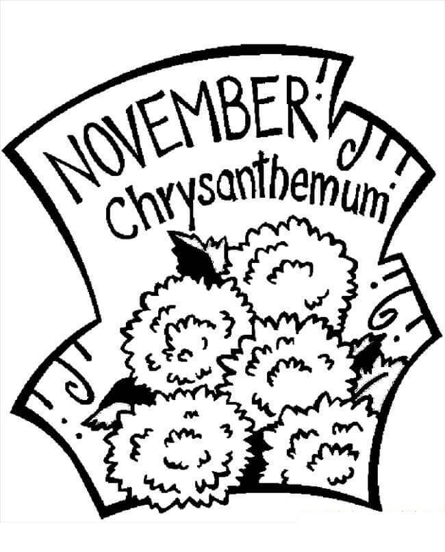 Dibujo de Crisantemo de Noviembre para Colorear