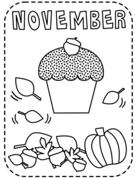 Dibujo de Noviembre con Comida para Colorear