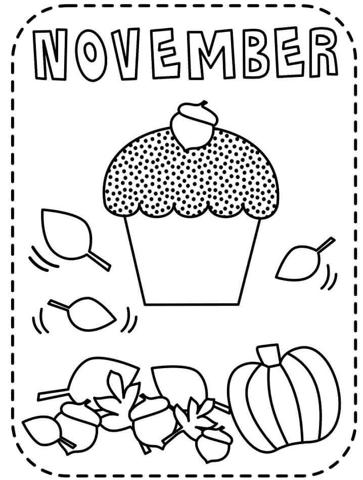 Dibujo de Noviembre con Comida para Colorear