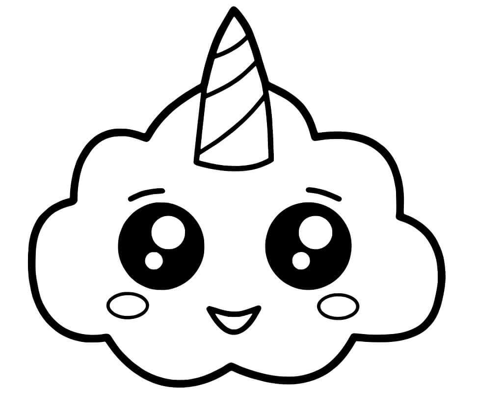 Dibujo de Adorable Nube de Unicornio para Colorear