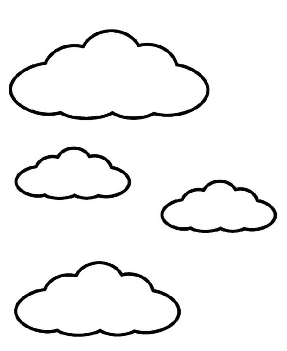 Dibujo de Cuatro Nubes para Colorear