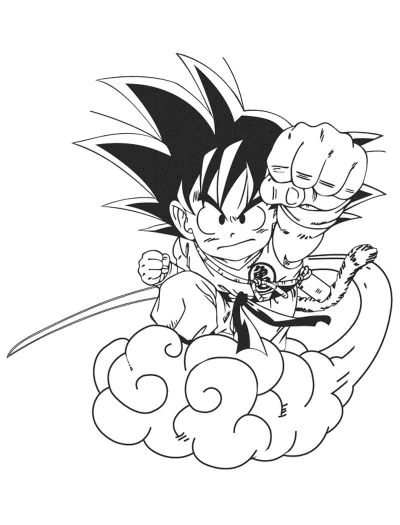 Dibujo de Goku en la Nube para Colorear
