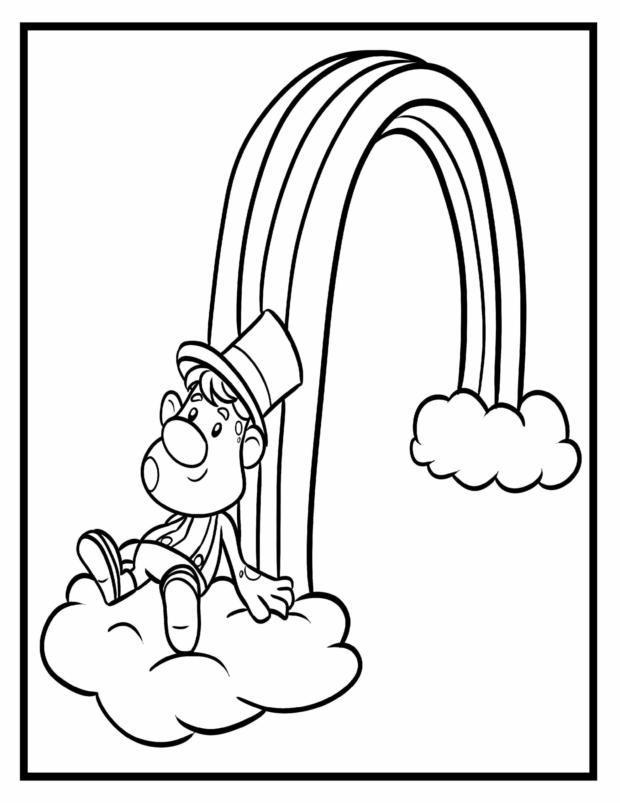 Dibujo de Hombre Sonriente Sentado en la Nube Scaled para Colorear