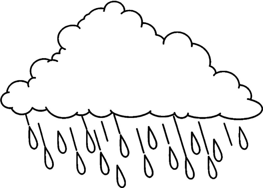 Dibujo de Nube con Lluvia para Colorear