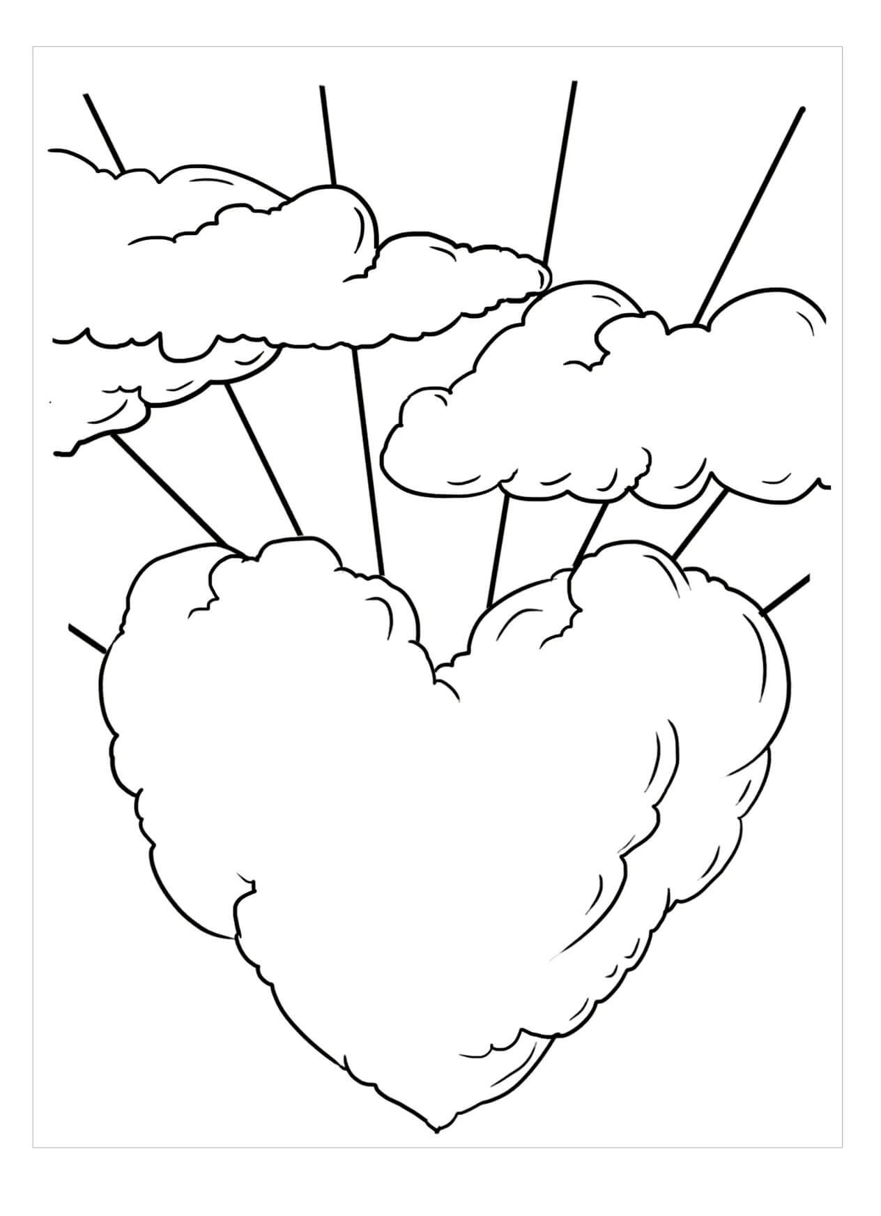 Dibujo de Nube de corazón para Colorear
