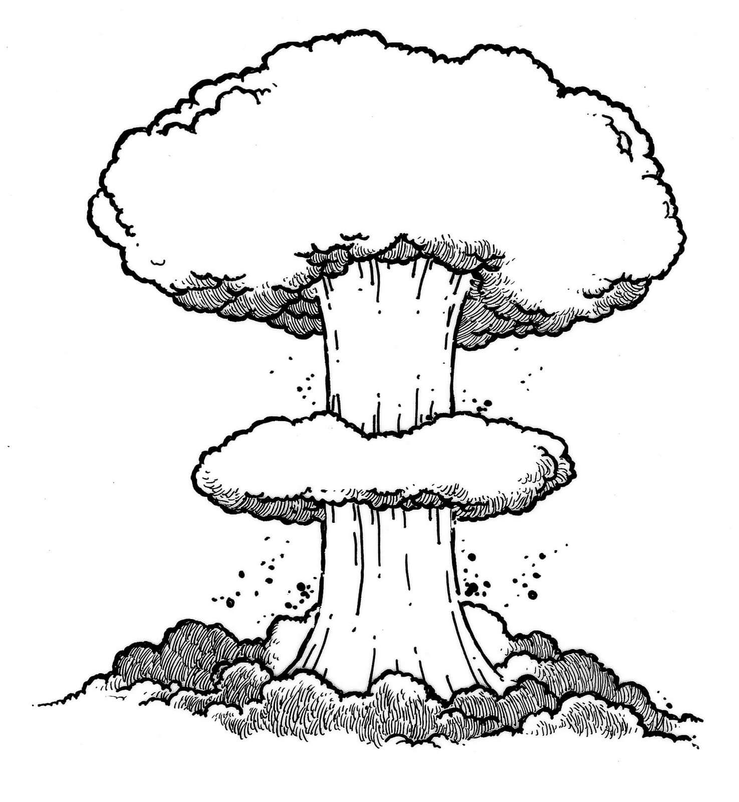 Dibujo de Nube en Forma de Hongo para Colorear