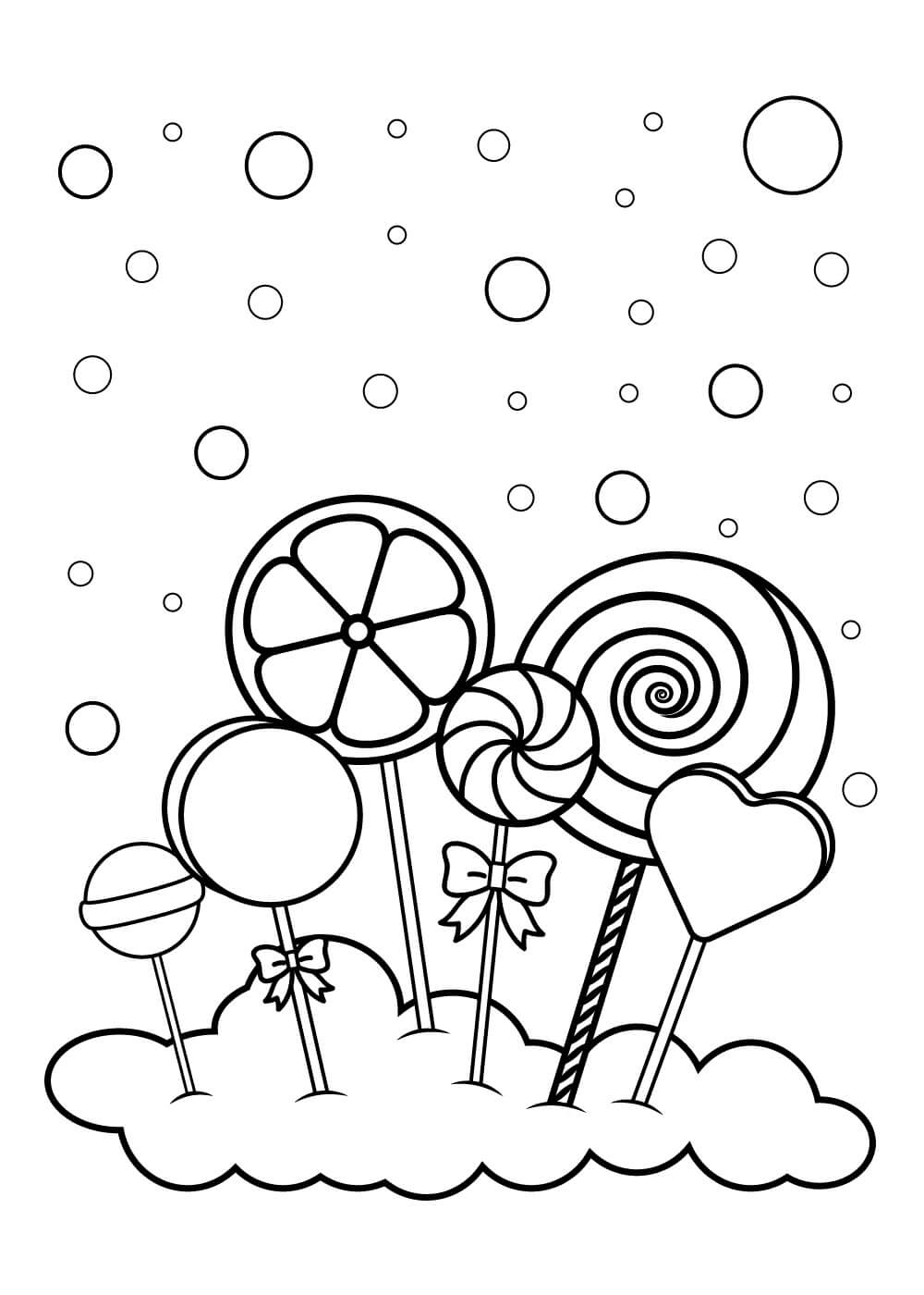 Dibujo de Piruletas en la Nube para Colorear