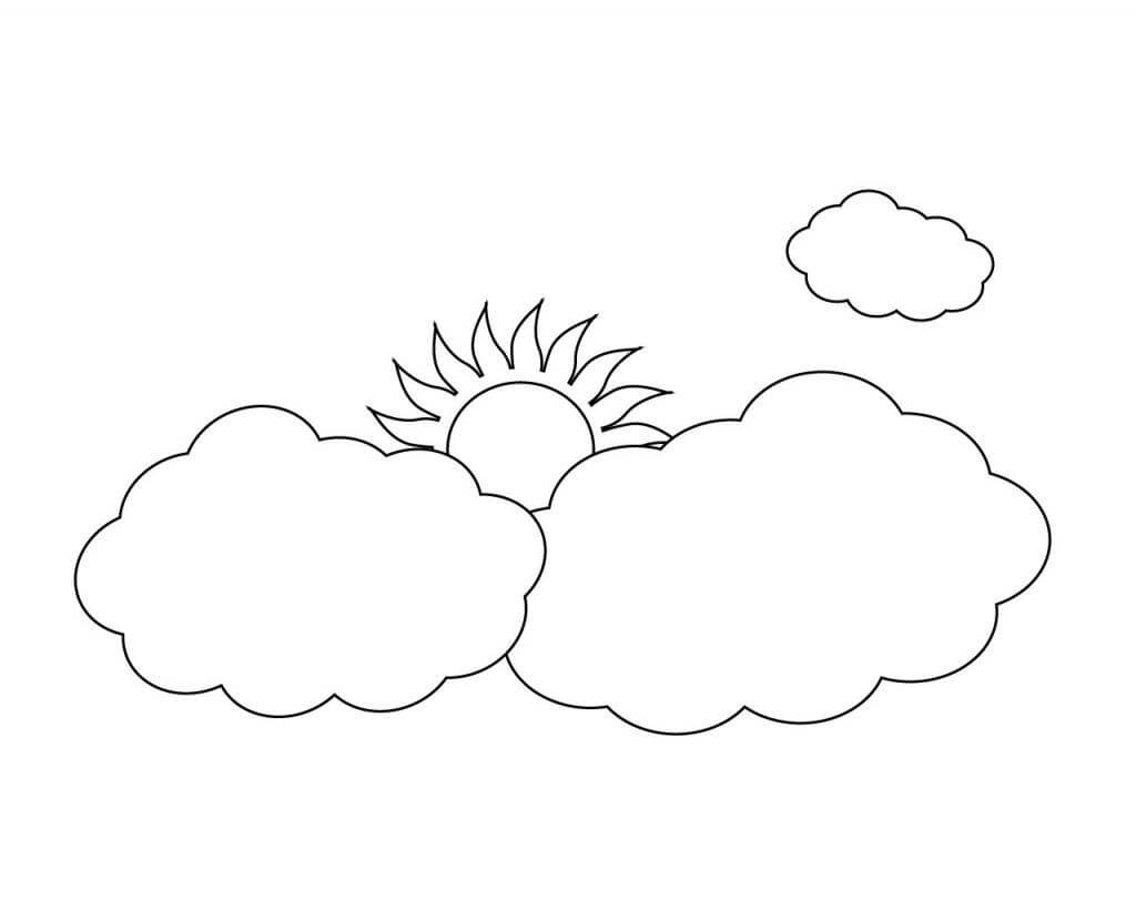 Dibujo de Sol y Nubes para Colorear