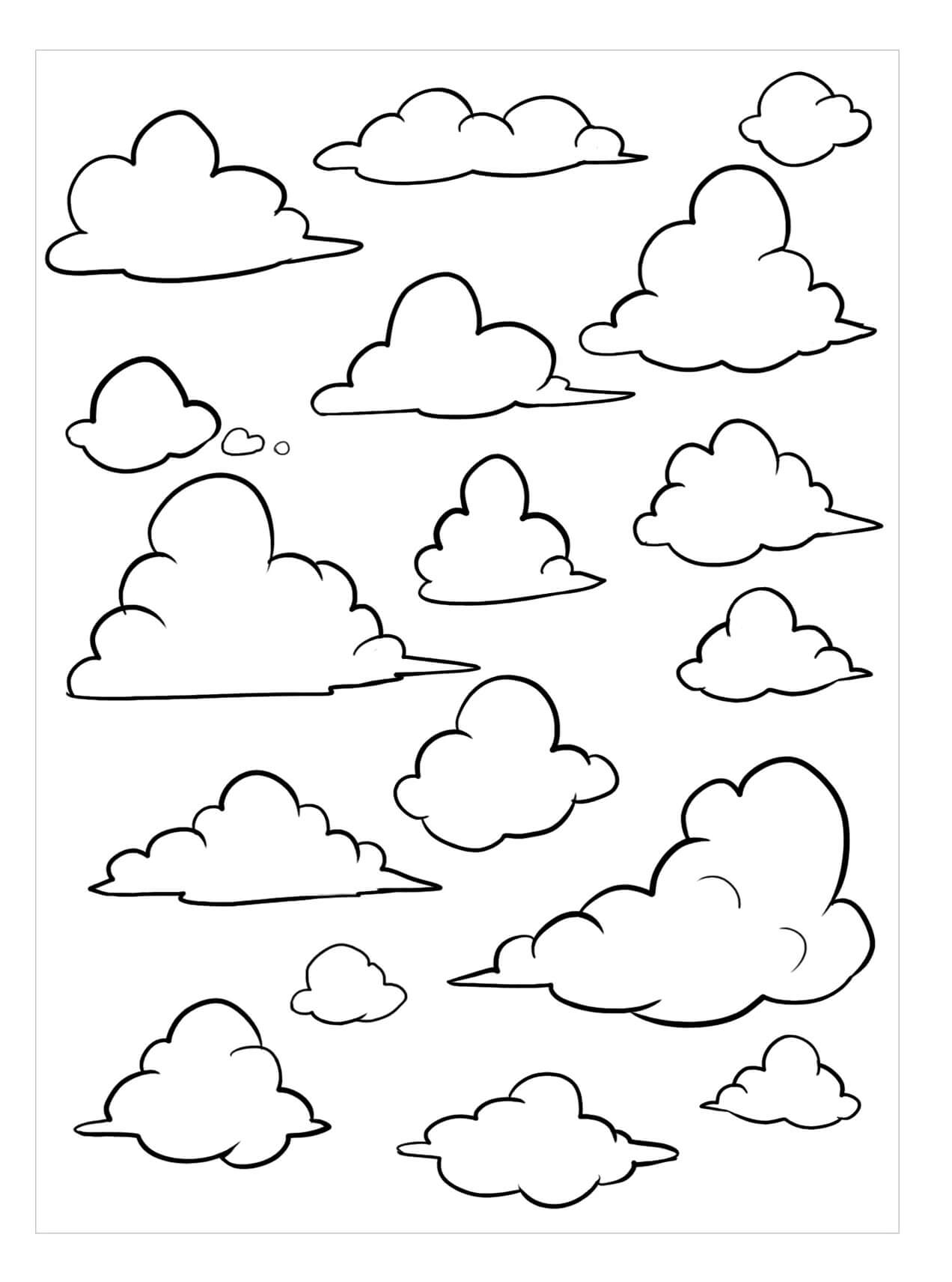 Dibujo de Tipos básicos de Nubes para Colorear
