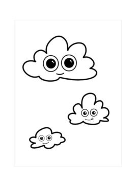 Dibujo de Tres Nubes Lindas para Colorear