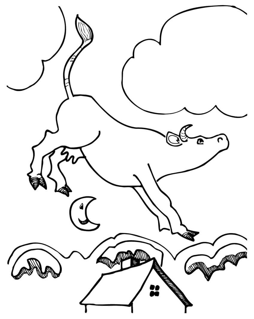 Dibujo de Vaca en la Nube para Colorear