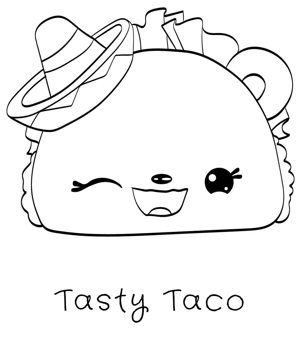 Dibujo de Divertido Taco Sabroso en Num Noms para Colorear