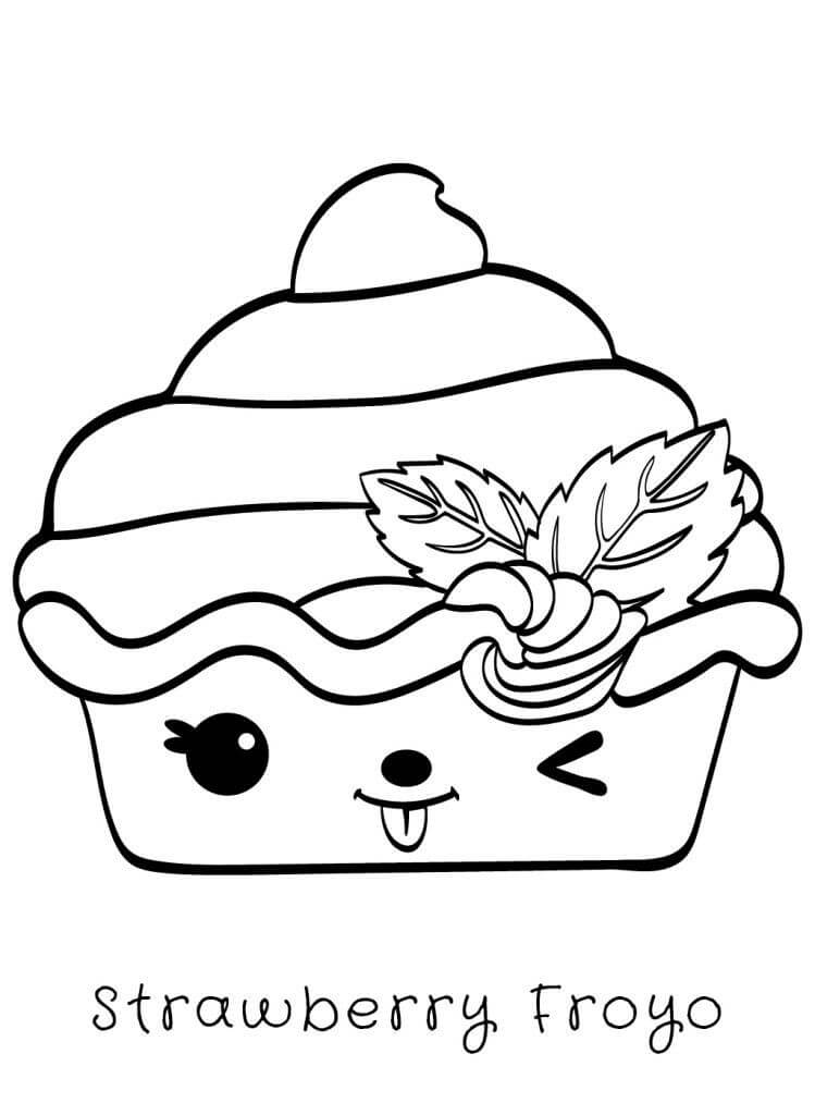 Dibujo de Fresa Froyo en Num Noms para Colorear