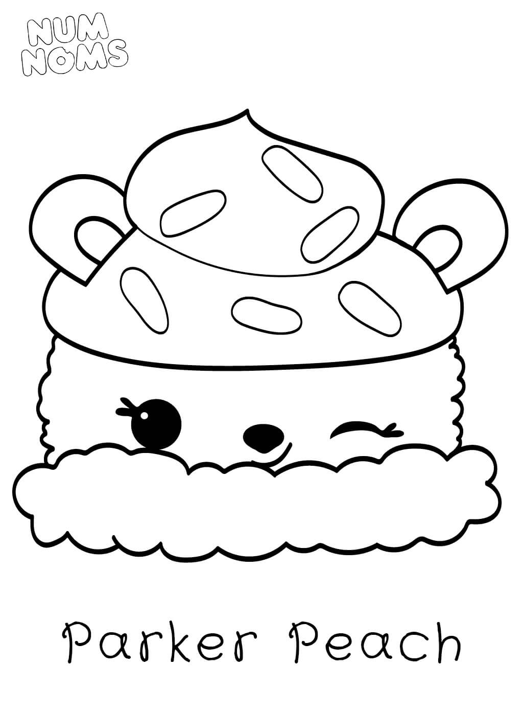 Dibujo de Sonriendo Paker Peach en Num Noms para Colorear