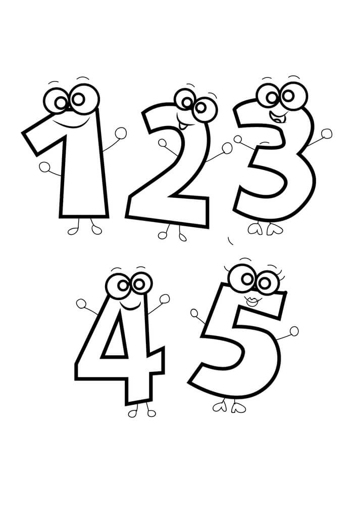 Dibujo de Número 1 a 5 para Colorear