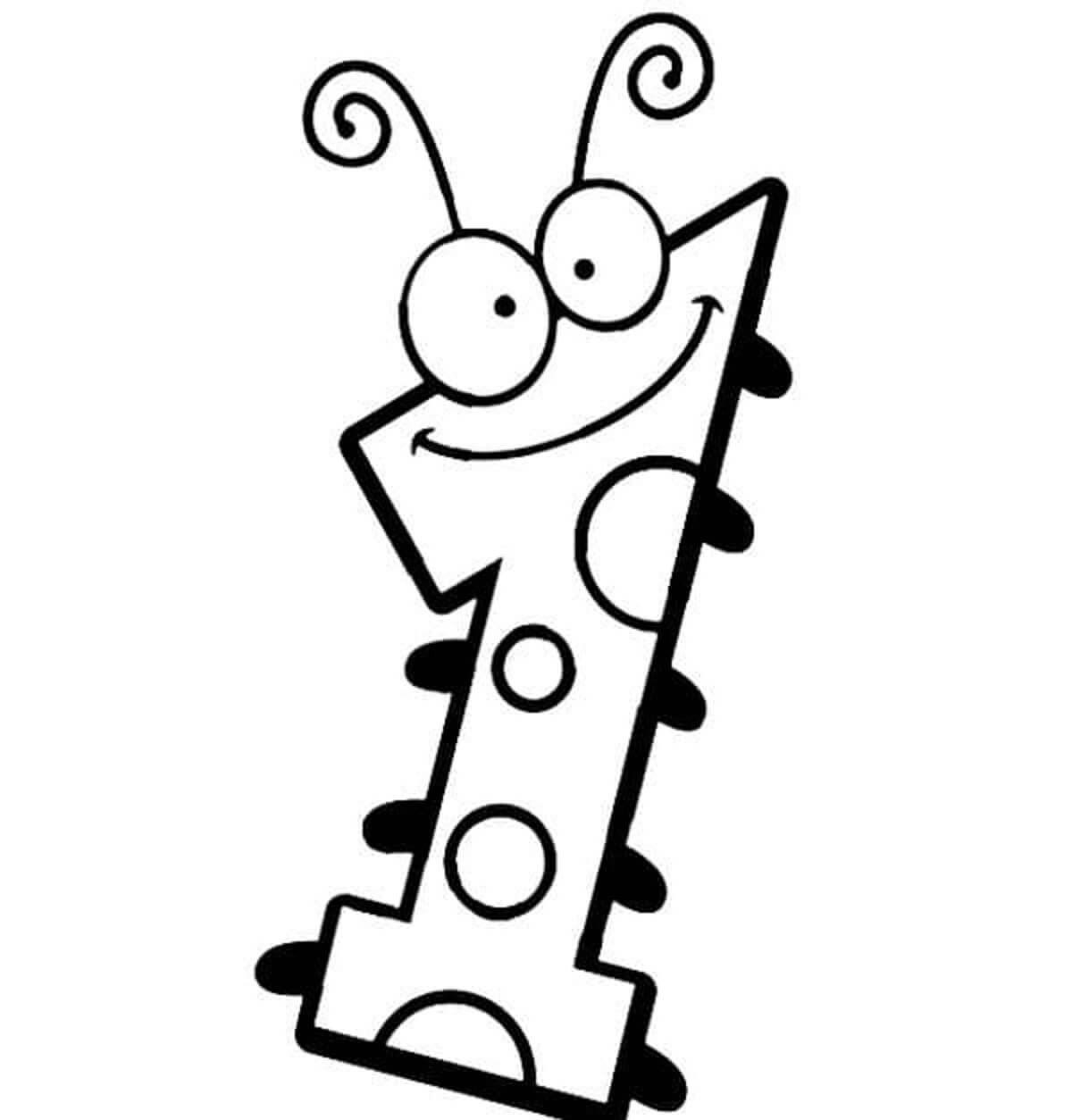 Dibujo de Número Divertido 1 para Colorear