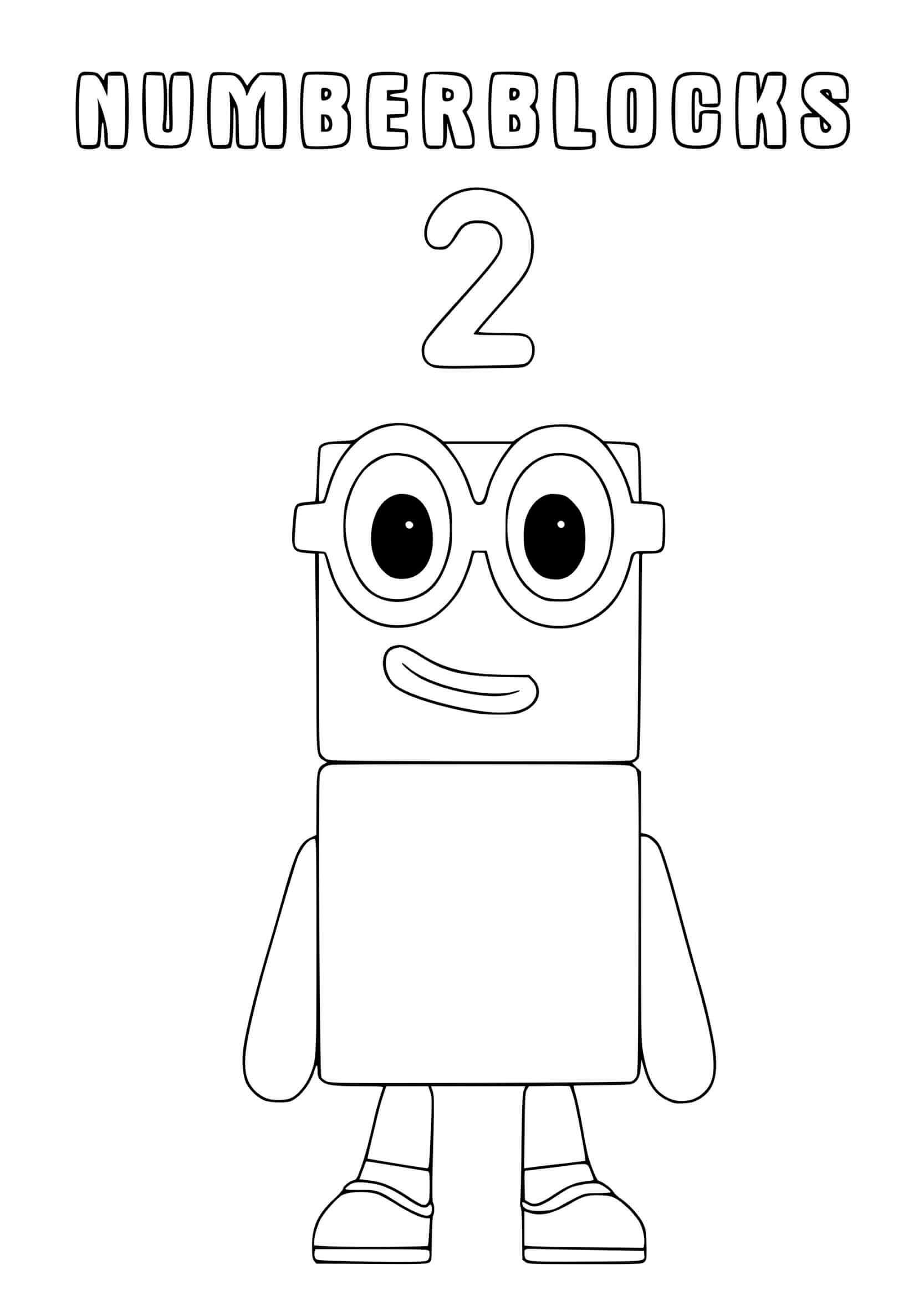 Dibujo de Bonitos Bloques de números 2 para Colorear