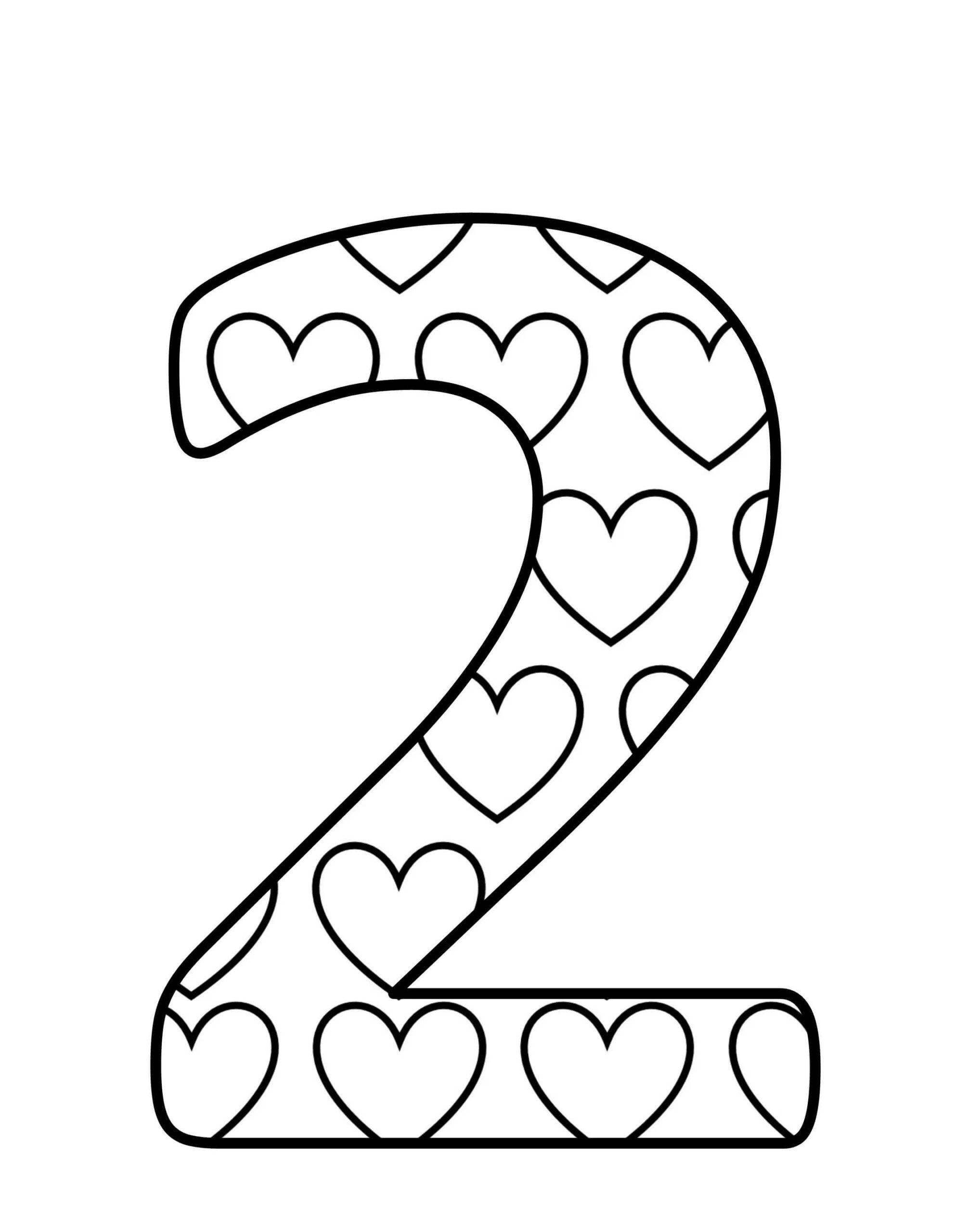 Dibujo de Corazones número 2 Scaled para Colorear