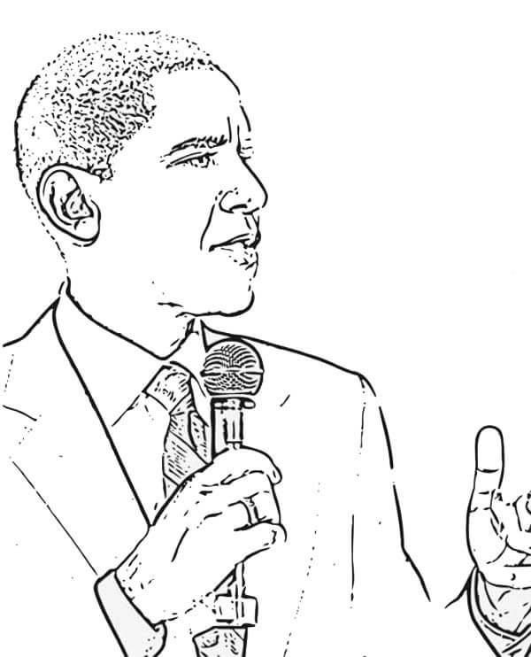 Dibujo de Barack Obama Dando un Discurso para Colorear