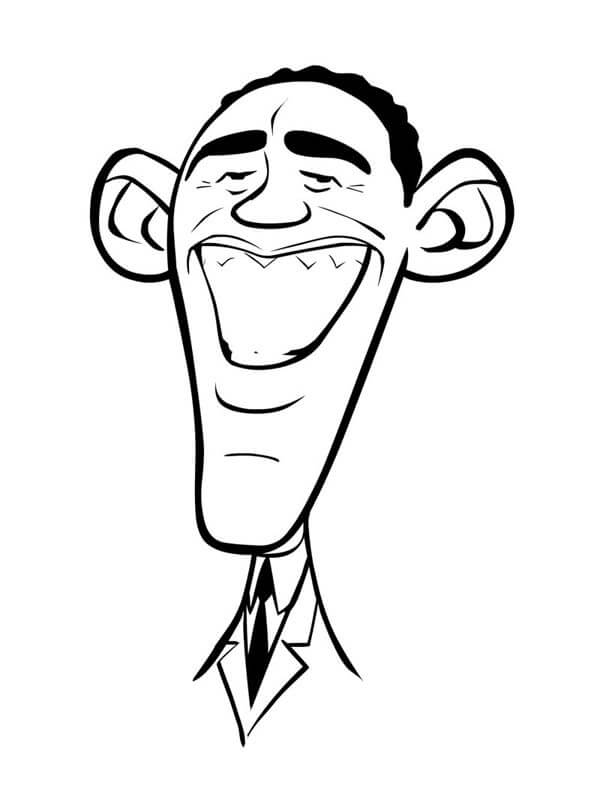 Dibujo de Caricatura de Barack Obama para Colorear