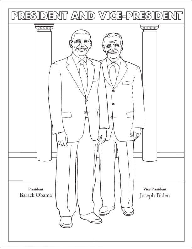Dibujo de El Presidente Barack Obama y el Vicepresidente Joe Biden para Colorear